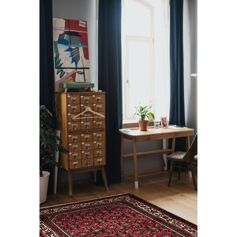 ECARPETGALLERY Hand-knotted Andelz Red Wool Rug - 3'7 x 4'11