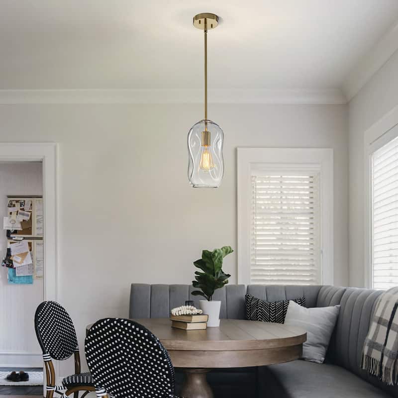 Starsky Modern Unique 1-light Abstract Clear Glass Pendant Light - Gold