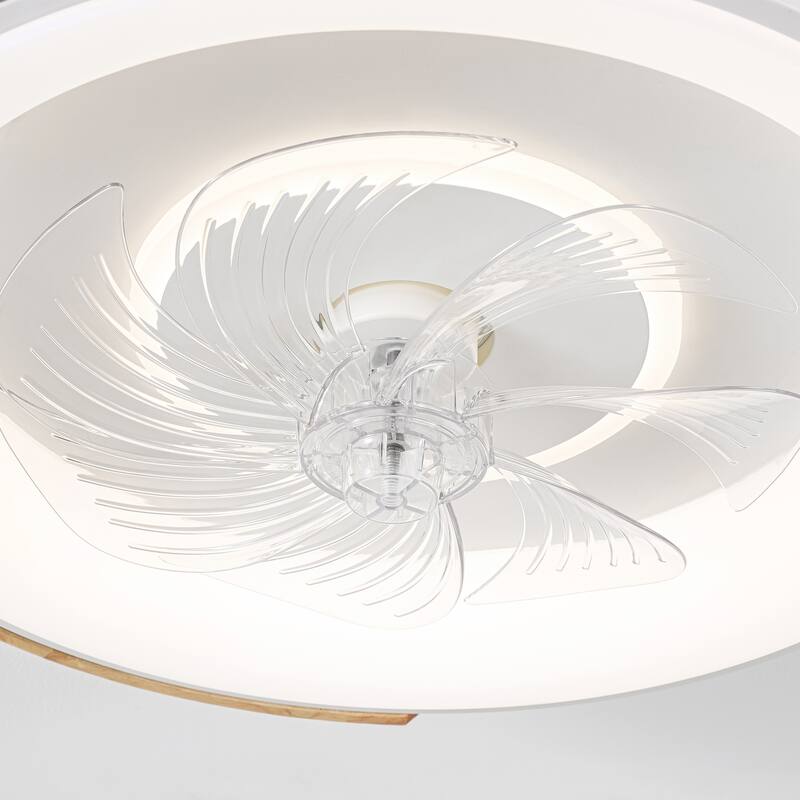 19 in. Modern White Circle Color-Changing Integrated LED Flush Mount Ceiling Fans Light With Remote Control for Bedroom