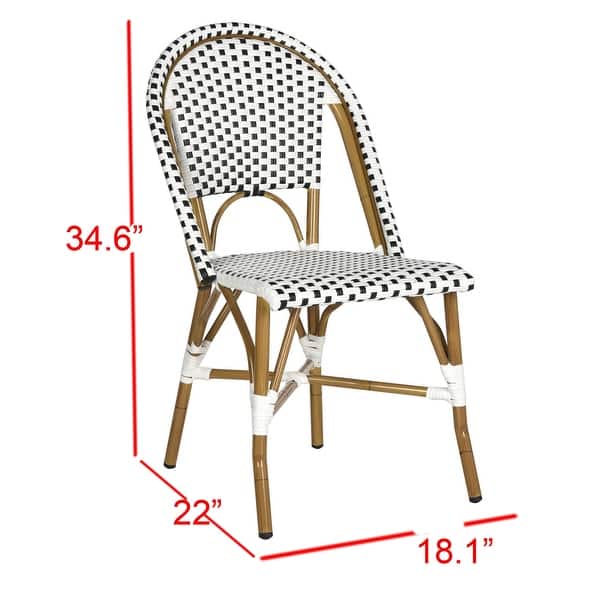 dimension image slide 2 of 2, SAFAVIEH Salcha Indoor-Outdoor Black/ White Stacking Side Chair (Set of 2)