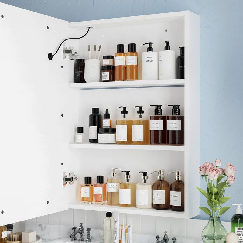 Wall LED Bathroom Cabinet with Lighting and Defogger Medicine Cabinet
