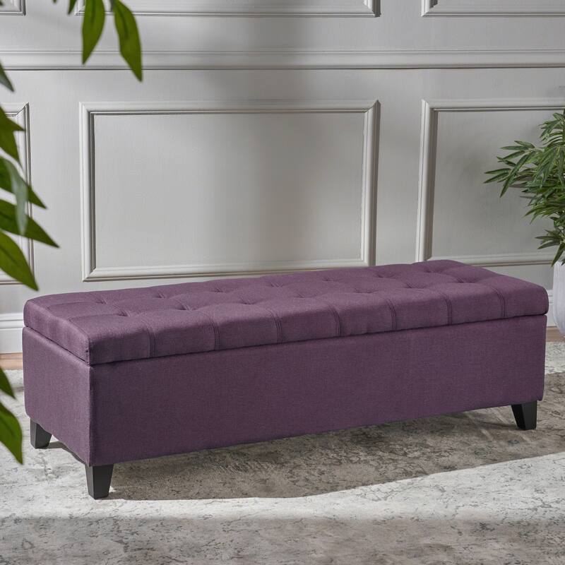 Multi-Functional Tufted Storage Ottoman with Hidden Compartment for Small Spaces and Elegant Home Decor - Purple