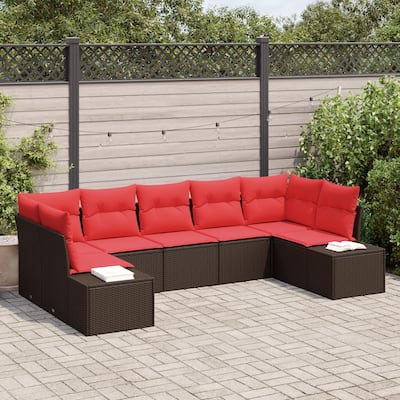 vidaXL 7 Piece Garden Sofa Set with Cushions - 113.8×60.6×27.2