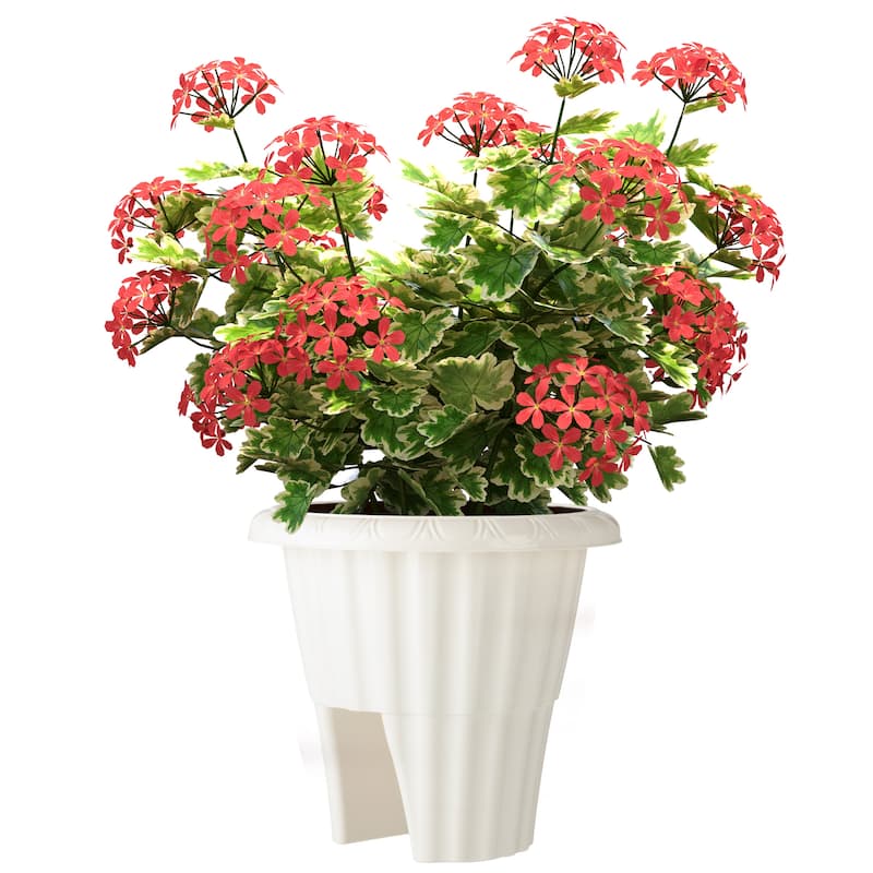 Pure Garden 13.5-n Round Railing Planter - 2.64-Gal Outdoor Flower Pot