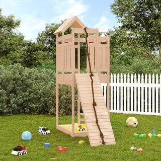 vidaXL Playhouse with Climbing Wall Solid Wood Pine | Overstock.com Shopping - The Best Deals on Kids' Table & Chair Sets | 41924734