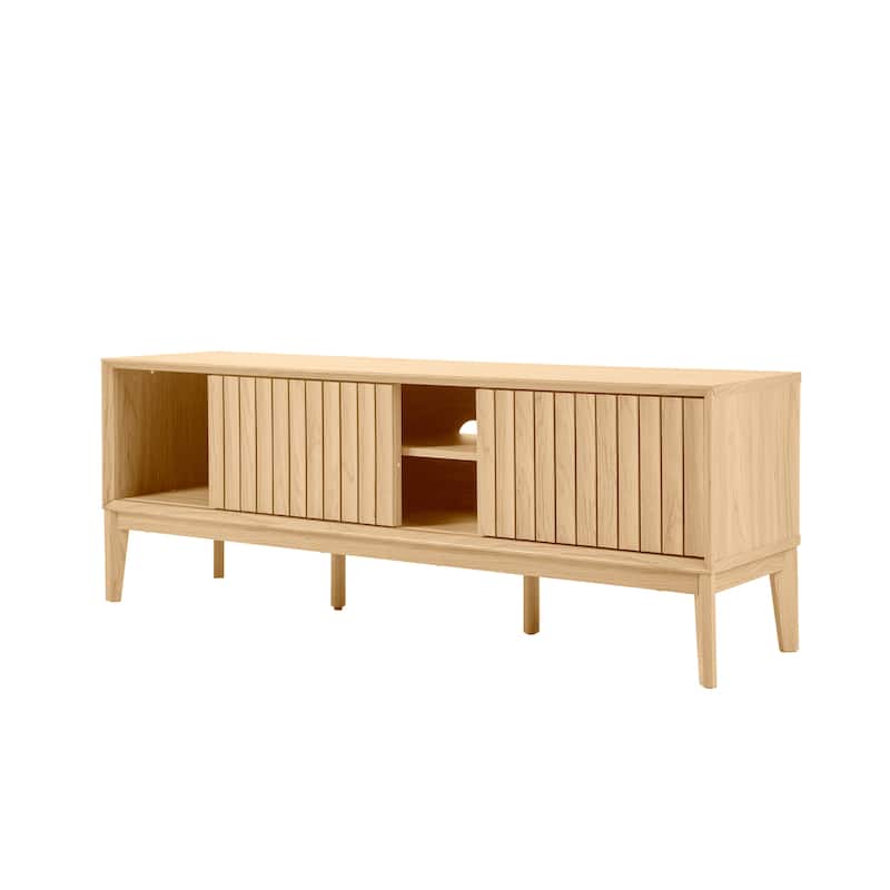 Damien 58 in. Farmhouse 3-Storage Sliding Door TV Stand Fits TVs up to 65 in. with Cable Management, by JONATHAN Y - 58"