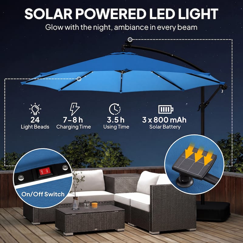 11 ft patio umbrella with base Abba Patio Lyon 11 ft. Steel Market Horizontal Tilt Patio Umbrella in Light Blue