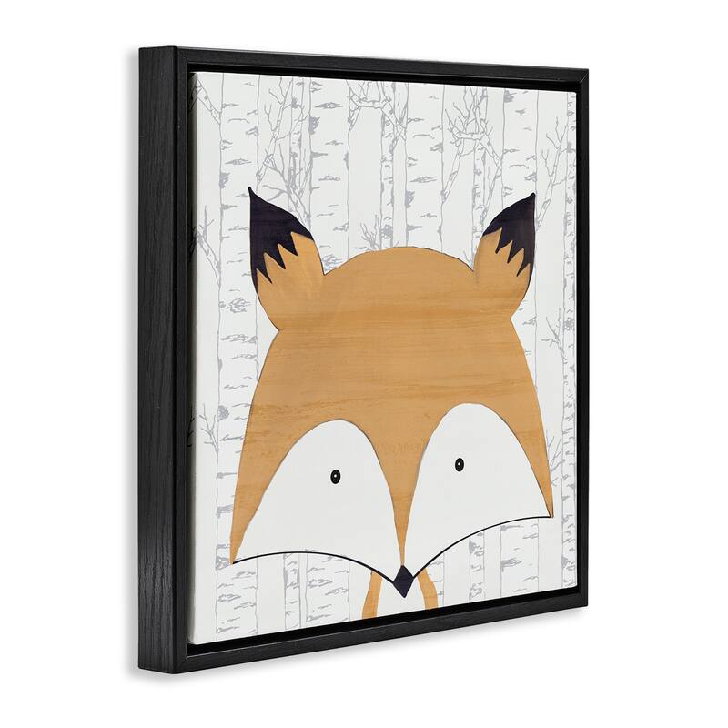 Stupell Whimsical Fox on Birch Framed Floater Canvas Wall Art Design By Kim Allen