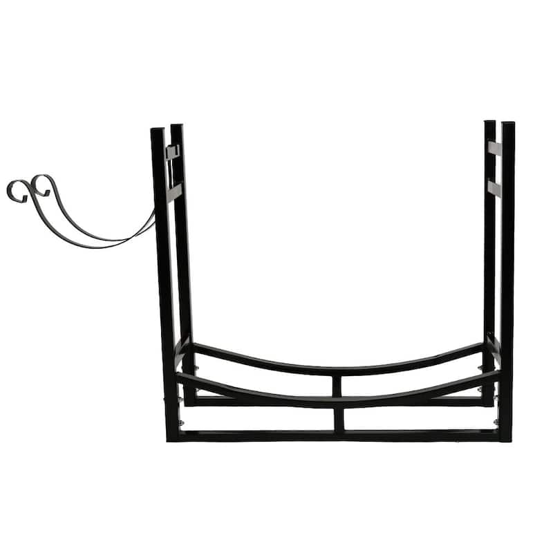 Log Rack and Kindling Holder 30" Steel with Black Finish Wood Storage