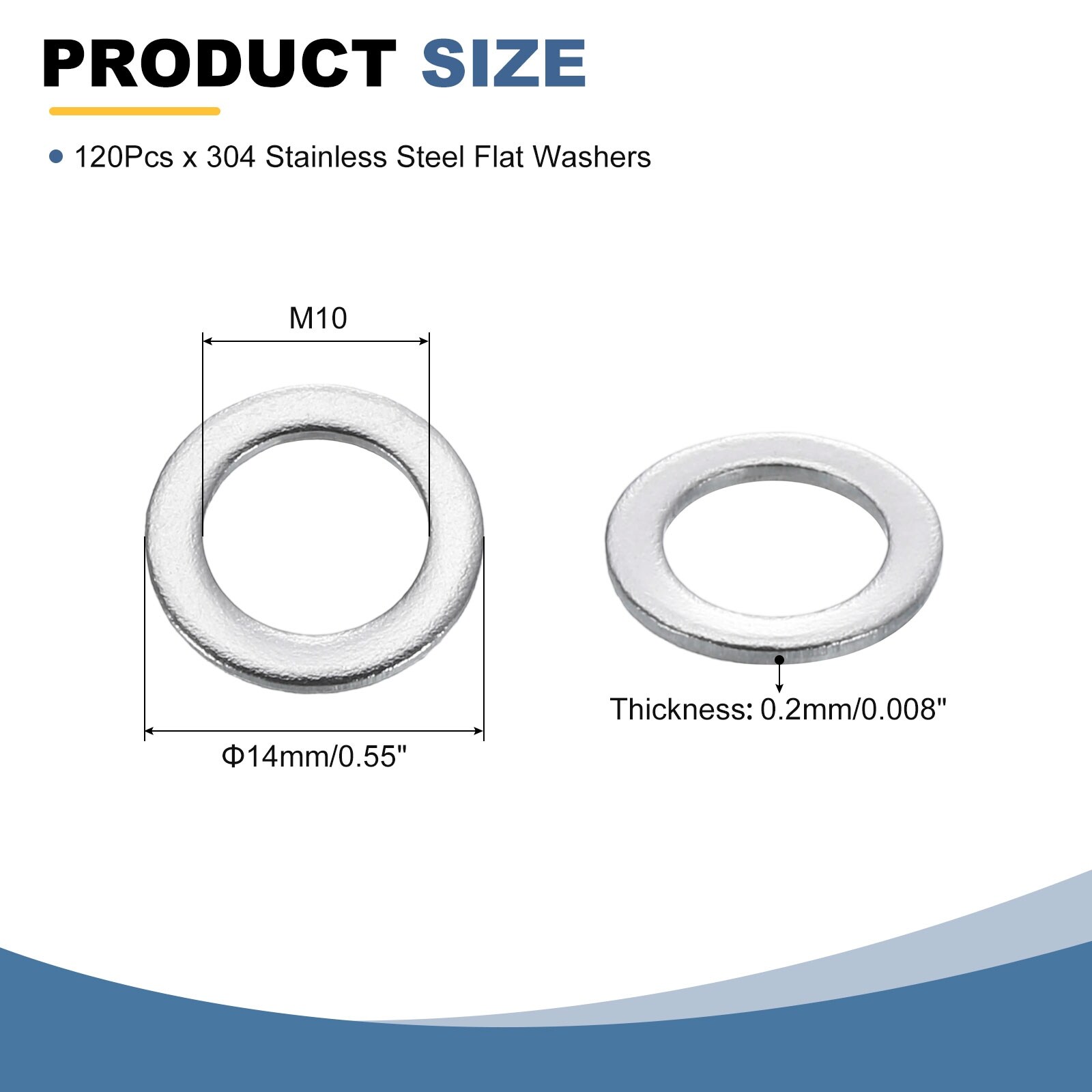 304 Stainless Steel Flat Washers, Ultra Thin Flat Spacers