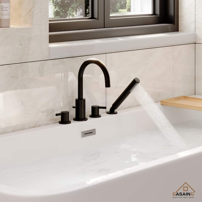 Single-Handle Deck-Mount Roman Tub Faucet - Black