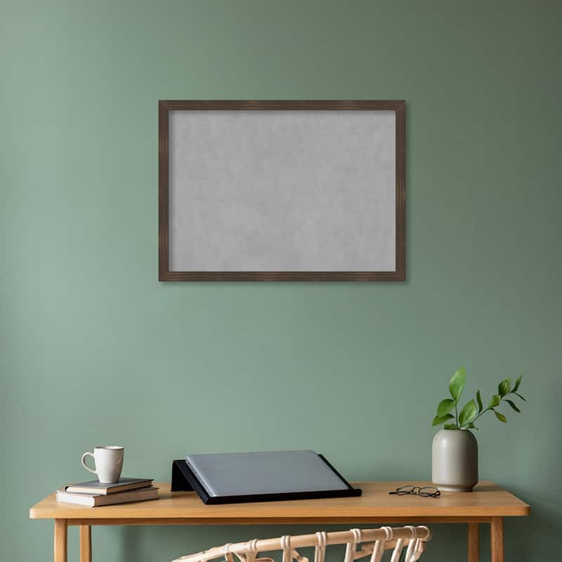Amanti Art Woodgrain Stripe Chocolate Framed Magnetic Board