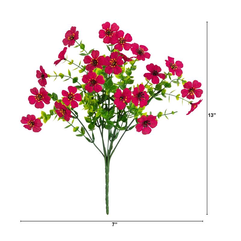 13-in UV Resistant Artificial Daisy Bush (Indoor/Outdoor) - Set of 12