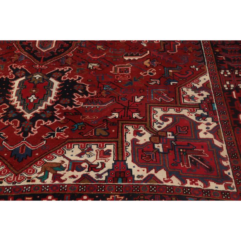Hand Knotted Oriental 100% Wool Carpet Traditional Medallion Red Heriz Area Rug - 11' 0'' X 8' 2''