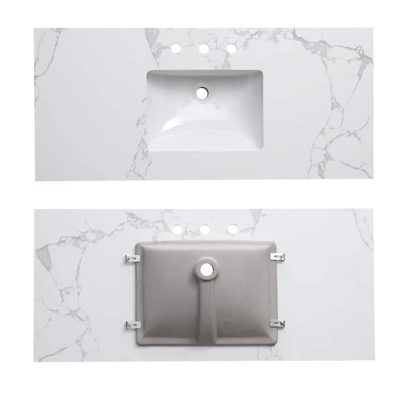 Glacifrost 49 inch Cultured Marble Bathroom Vanity Top with Sink