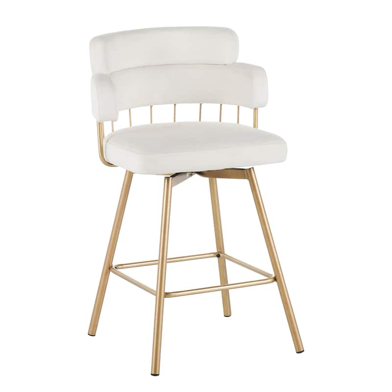 Upholstered Swivel Counter Height Bar Stools Dining Chairs Set of 2