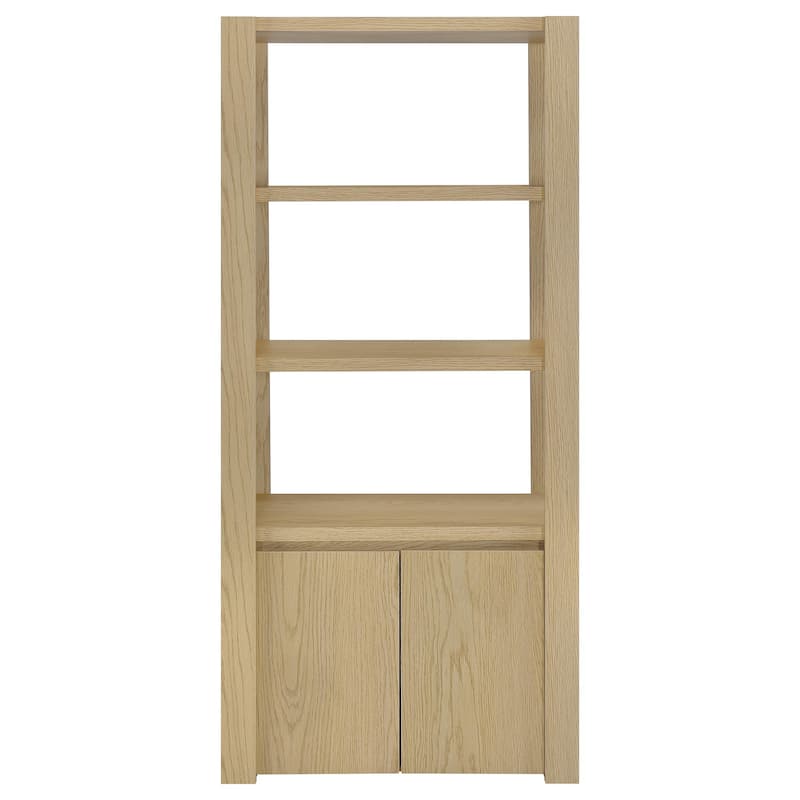 Laurelton 3-Shelf Media Tower Tall Pier Cabinet Light Oak