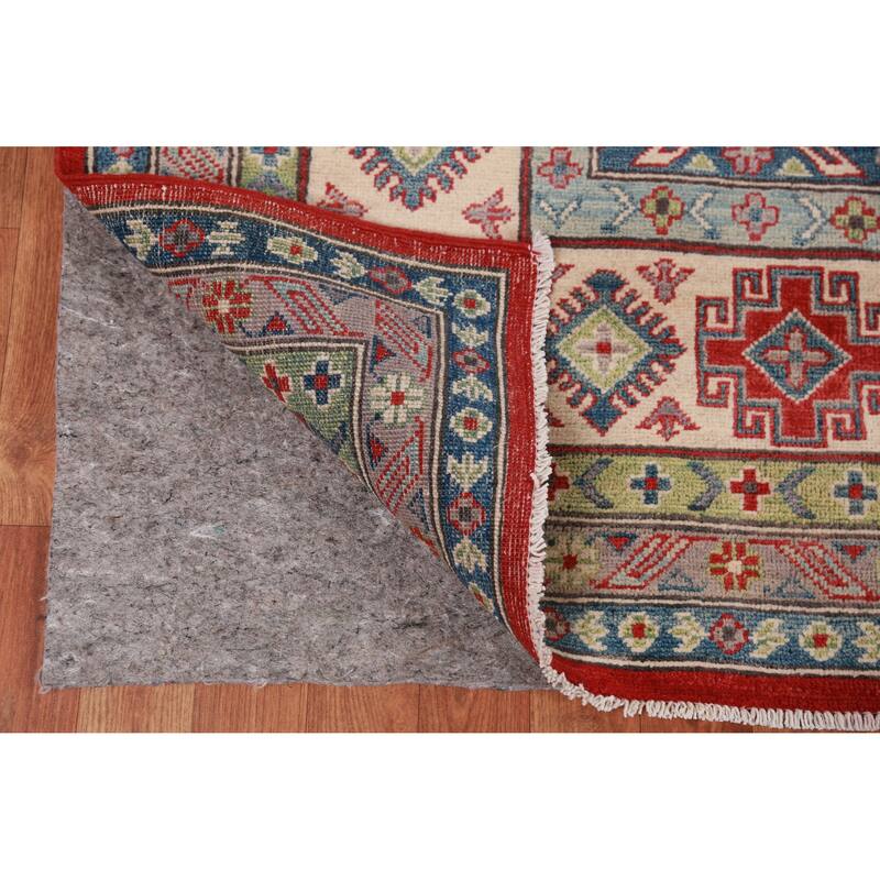 Hand Knotted Oriental 100% Wool Carpet Traditional Geometric Red Kazak Area Rug - 12' 9'' X 9' 11''