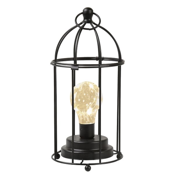 Circleware Black Metal Desk, Table, or Hanging Lamp - Cordless Lantern Accent Light with LED Bulb - 11" High - 11 in. x 5.12 in.