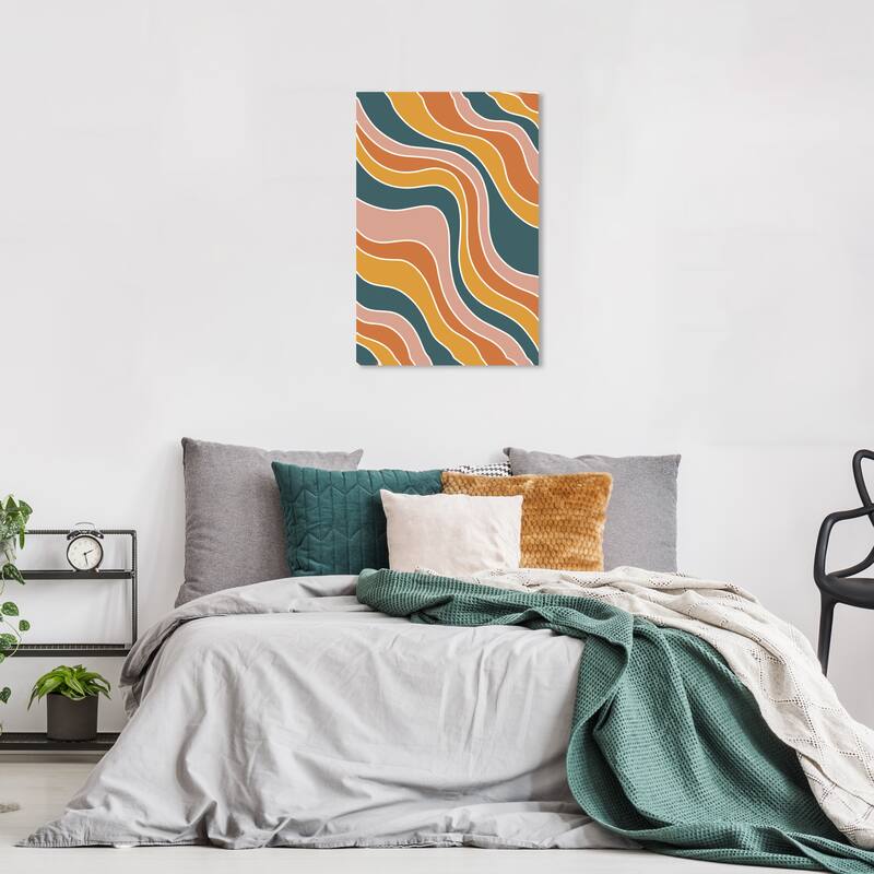 Wynwood Studio Canvas Abstract Fettuccini in Earth Tones Brown and Ochre Modern & Contemporary Wall Art Canvas Print - 24 x 16