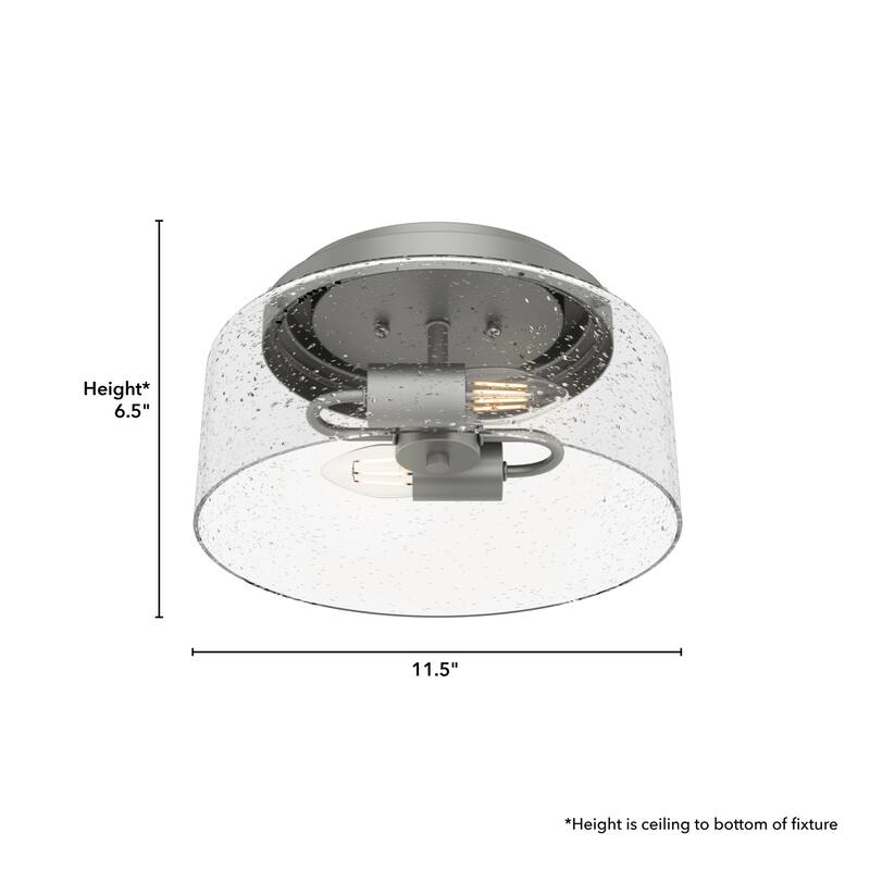Hunter Hartland 2-Light Flush Mount Ceiling Light, Damp Rated - Bathroom, Bedroom, Hallway - Farmhouse, Industrial