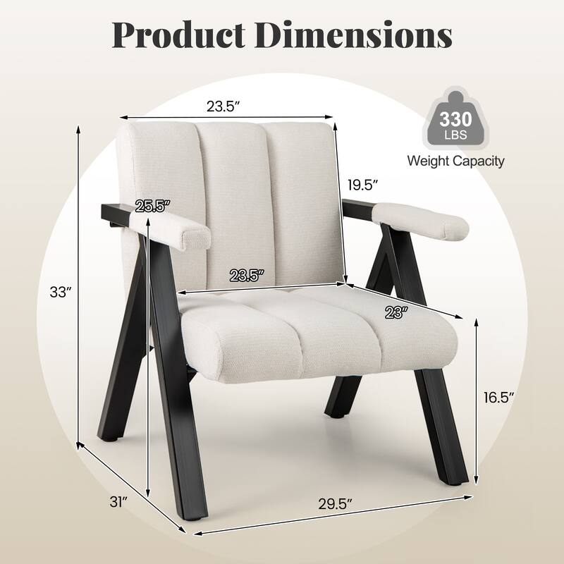 Metal Fabric Oversized Accent Chair with Tufted Cushion - 29.5" x 31" x 33"