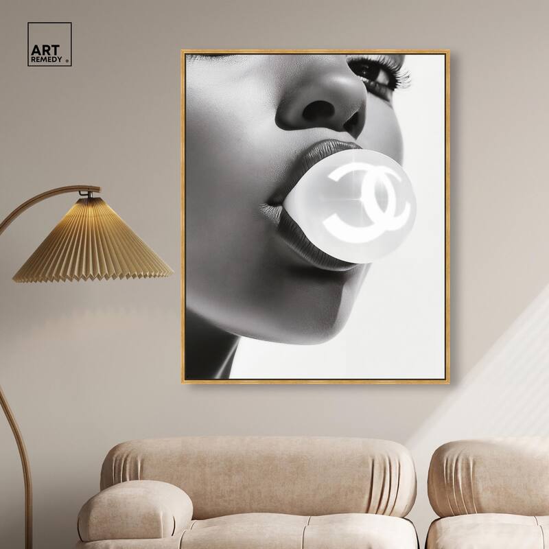 Bubble Gum Pop Monochrome Canvas by Art Remedy