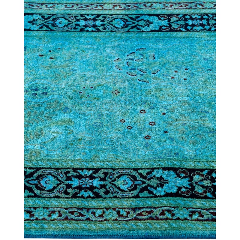 Fine Vibrance One-of-a-Kind Hand-Knotted Runner Rug - Blue, 2' 6" x 18' 10" - 2' 6" x 18' 10"