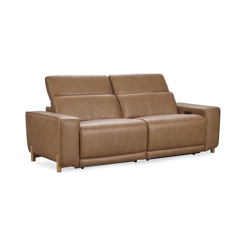Classic Home Kadon Zero Gravity Power Recliner Upholstered Leather Sofa - Tan