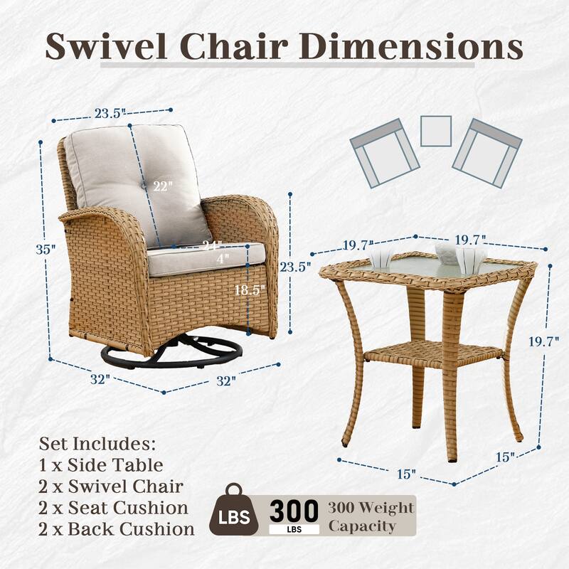 Outdoor Loveseat Sofa Patio Chairs with Swivel Chairs