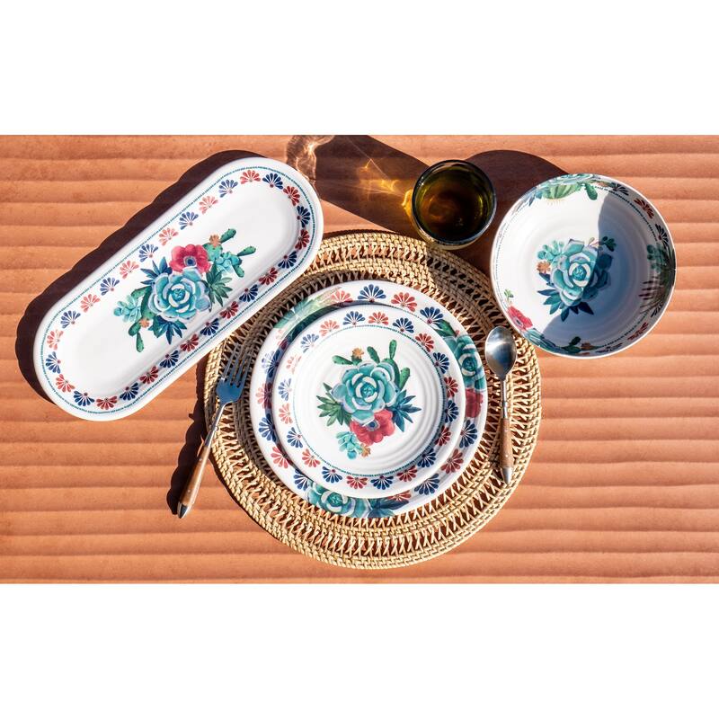 Abode Homewares Desert Succulent NewWave Melamine Serving Tray - Cream - 15" x 6.1"