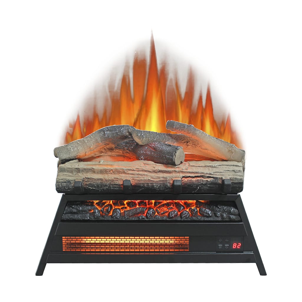 23" Electric Fireplace Log Set Insert, Infrared Quartz Heater with Remote Control, 11 Temperature Settings, 5000 BTUs
