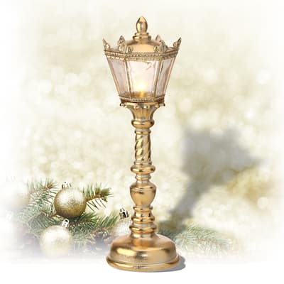 16" LED Gilded Ornate Lamp Post
