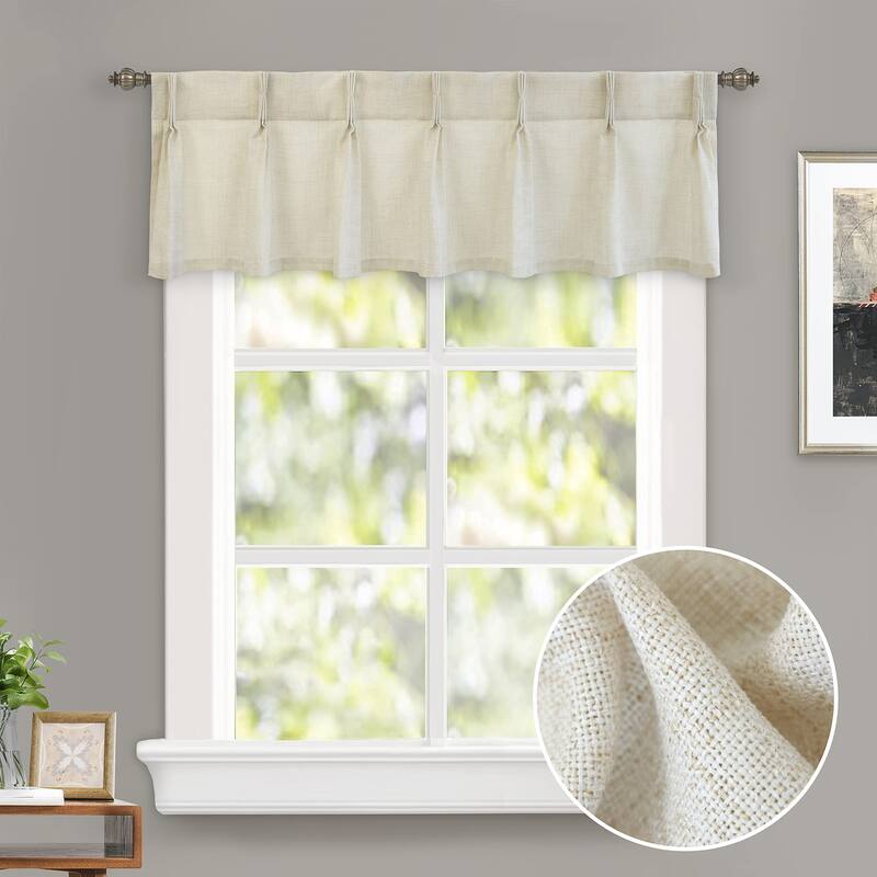 DriftAway Pinch Pleat Valance for Kitchen Window Faux Linen Textured