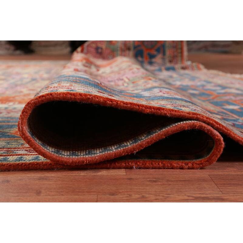 Hand Knotted Oriental 100% Wool Carpet Traditional Medallion Oranges & Rust Heriz (serapi) Area Rug - 14' 9'' X 11' 10''