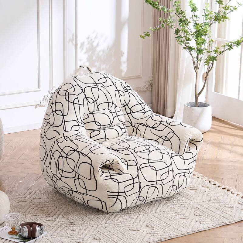FERPIT Lazy Sofa Chair Upholstery with High-Density Foam, Plush Bean Bag Chair with Armrests for Living Room, Bedroom