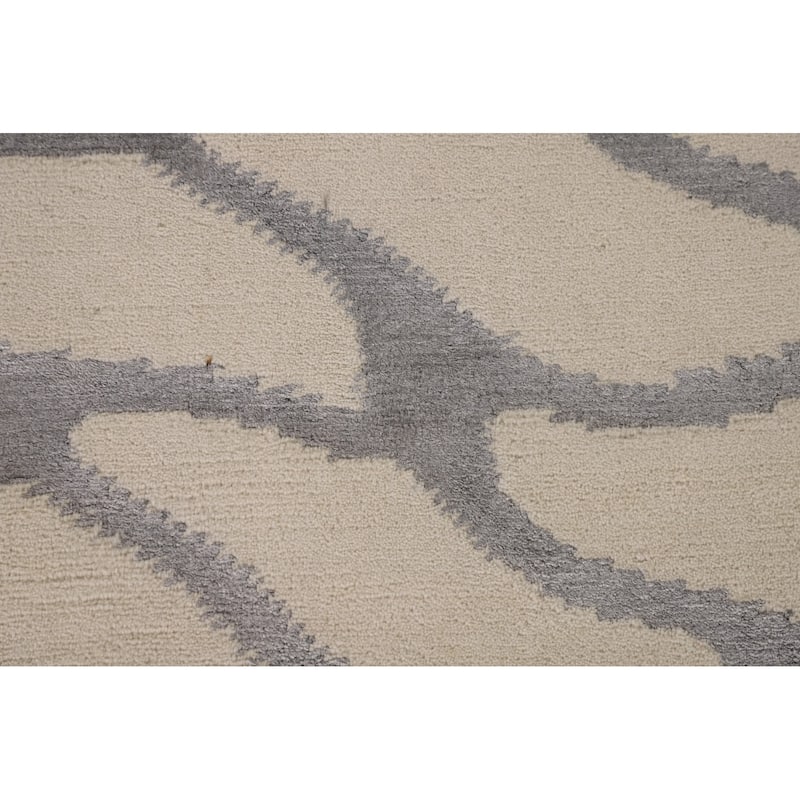 All-Over Abstract Modern Area Rug Handmade Wool Carpet - 7'11"x 9'9"