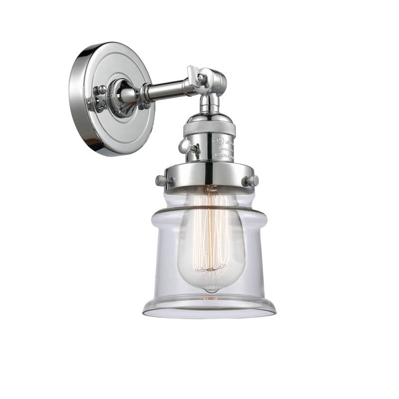 Innovations Lighting Small Canton Single Light 11" Tall Bathroom - Polished Chrome / Clear