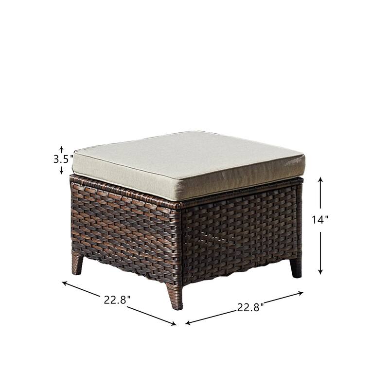 Pocassy Outdoor cushioned Wicker Footstool Ottomans