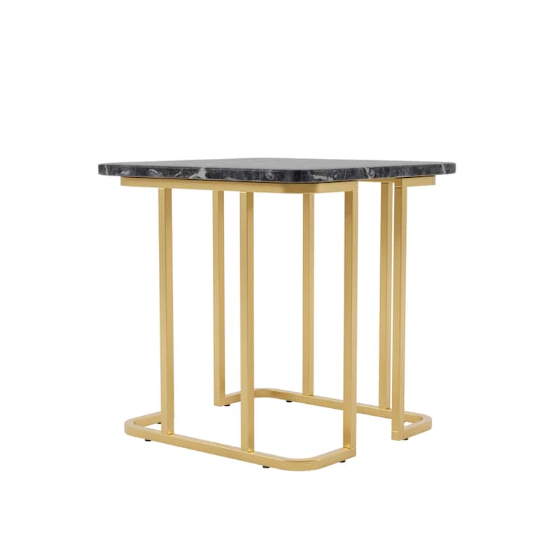 Deeanne Contemporary 24-inch Faux Marble Side Table by Furniture of America - Black