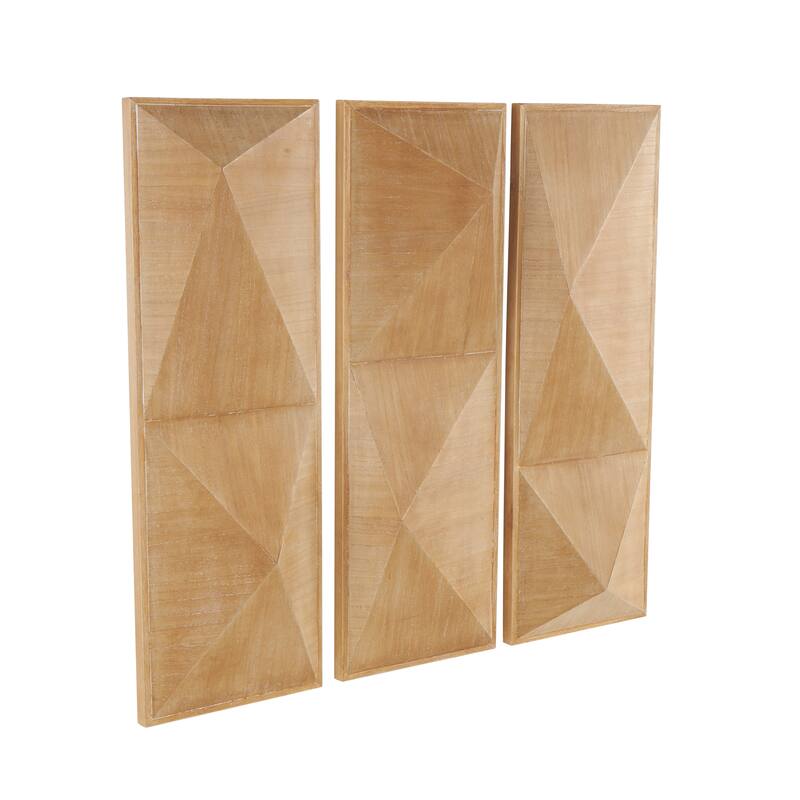 Brown Wood 3D Geometric Home Wall Decor (Set of 3)