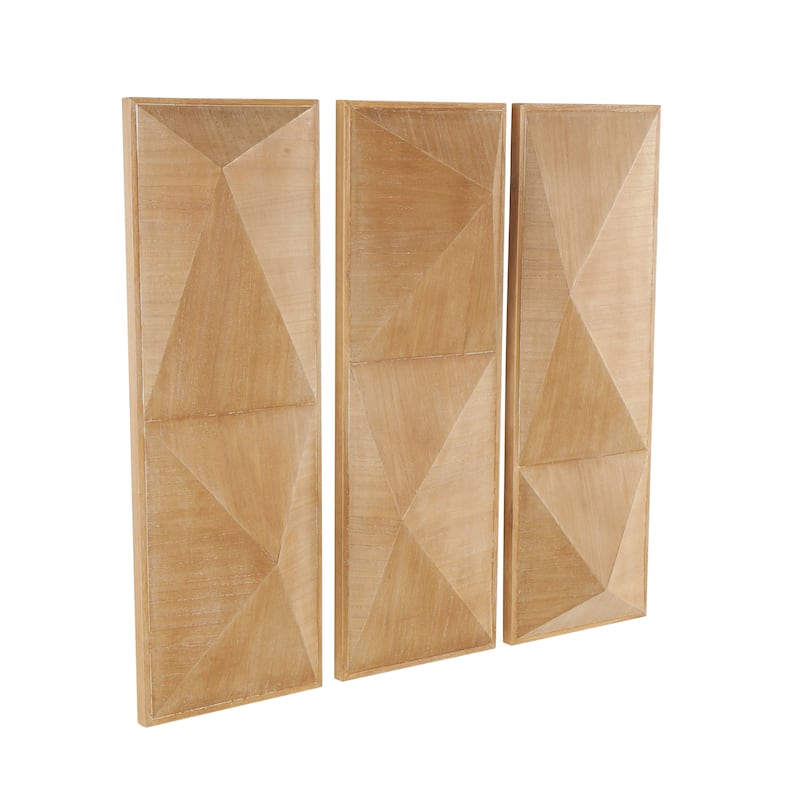 Wood Geometric 3D Home Wall Decor - Set of 3 Brown - Roche River Decor