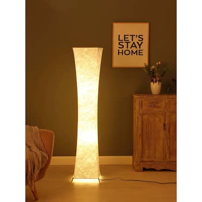 Brightech Harmony 54 in. Farmhouse 2-Light LED Super Bright Floor Lamp with White Fabric Square Shade