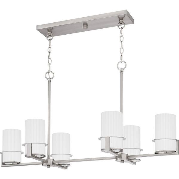 slide 2 of 7, Seymour Six Light Linear Chandelier Brushed Nickel
