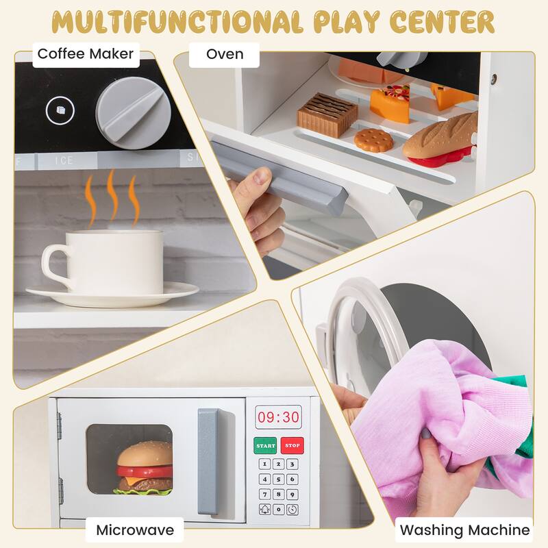 Gymax ids Play Kitchen Toy Set w/ Water Dispenser Sink Faucet