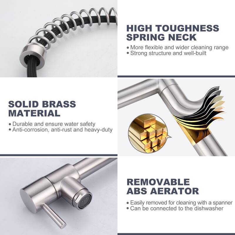 WOWOW Single Handle Pull Down Sprayer Kitchen Faucet with Advanced Spray