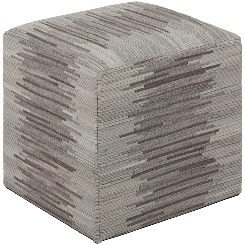 Edelira Modern Patchwork White Pouf