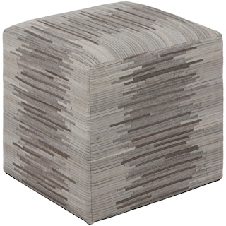 Edelira Modern Patchwork White Pouf