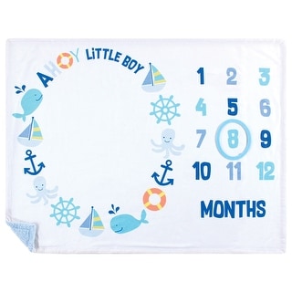 Hudson Baby Infant Boy Plush Holiday and Milestone Blanket, Ahoy Nautical, One Size - Ahoy Nautical - One Size