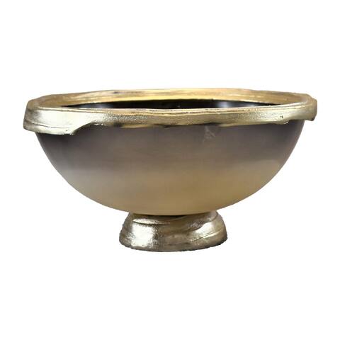Sagebrook Home Glass, 15"D Bowl With Silver Base, Taupe Nickel, Round, 9"H, Solid Color - 15.0" x 15.0" x 9.0"